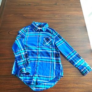 Justice Button Down Flannel Plaid Shirt